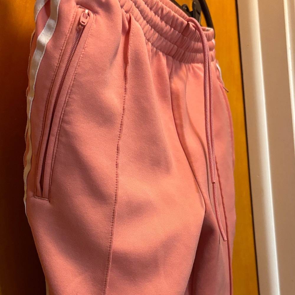 Adidas Women's Pink Joggers with White Stripes - Picture 2 of 6